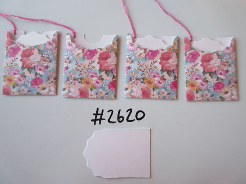 Set of 4 No.2620 Colourful Flowers Unique Handmade Gift Tags