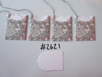 Set of 4 No.2621 Green and Dusky Pink Roses Unique Handmade Gift Tags