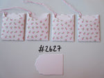 Set of 4 No.2627 White with Pink Roses Unique Handmade Gift Tags