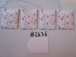 Set of 4 No.2636 White with Pink Flowers Unique Handmade Gift Tags