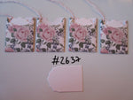 Set of 4 No.2637 Pale Pink Roses with Blue Flowers Unique Handmade Gift Tags