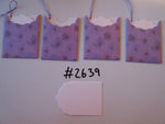 Set of 4 No.2639 Purple with Purple Flowers Unique Handmade Gift Tags