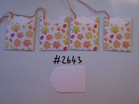 Set of 4 No.2643 Vintage White yellow and orange flowers Unique Handmade Gift Tags