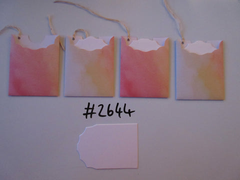 Set of 4 No.2644 White, Yellow and Peach Watercolour Unique Handmade Gift Tags