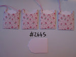 Set of 4 No.2645 Pale Pink with Pink Flowers Unique Handmade Gift Tags