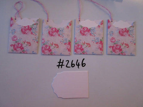 Set of 4 No.2646 Vintage Pink Roses Unique Handmade Gift Tags