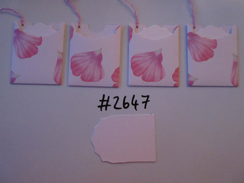 Set of 4 No.2647 White with Pink Sweetpea Petals Unique Handmade Gift Tags