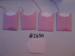 Set of 4 No.2650 Pink Linen Look Unique Handmade Gift Tags