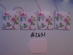 Set of 4 No.2651 White with Pink Roses Unique Handmade Gift Tags