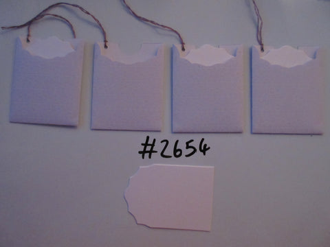 Set of 4 No.2654 Lilac with White Stripes and Hearts Unique Handmade Gift Tags