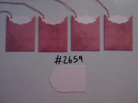 Set of 4 No.2659 Dark Salmon Pink with Brown Spots Unique Handmade Gift Tags