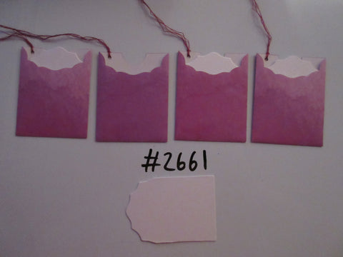 Set of 4 No.2661 Dark Pink Watercolour Unique Handmade Gift Tags