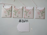 Set of 4 No.2671 Pale Grey with Roses Unique Handmade Gift Tags