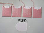 Set of 4 No.2675 Pink with Scroll-like Pattern Unique Handmade Gift Tags