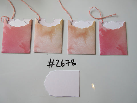 Set of 4 No.2678 Pink and Peach Watercolour Unique Handmade Gift Tags