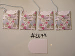 Set of 4 No.2679 Blue, Lilac and Pink Flowers Unique Handmade Gift Tags