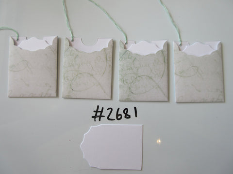 Set of 4 No.2681 Pale Green Script Unique Handmade Gift Tags