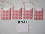 Set of 4 No.2683 Peach and Pink Diamond Shape Unique Handmade Gift Tags