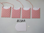 Set of 4 No.2686 Pink with Cream Fish Eye Design Unique Handmade Gift Tags