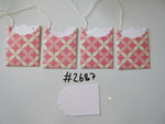 Set of 4 No.2687 Pink and Cream X and Circle Design Unique Handmade Gift Tags