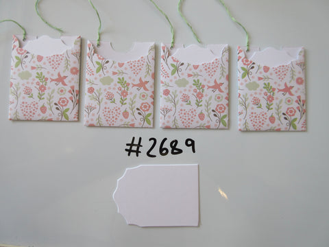 Set of 4 No.2689 Autumn Colour Flowers and Leaves Unique Handmade Gift Tags