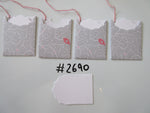 Set of 4 No.2690 Grey with White Swirl Patterns Unique Handmade Gift Tags