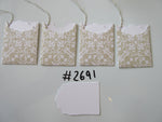 Set of 4 No.2691 Champagne Colour with White Filigree Unique Handmade Gift Tags