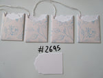 Set of 4 No.2695 White with Blue Rose Outline Unique Handmade Gift Tags