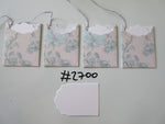 Set of 4 No.2700 Pale Grey with Pale Blue Flowers Unique Handmade Gift Tags