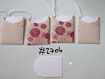 Set of 4 No.2704 Champagne Colour with Pink Flowers Unique Handmade Gift Tags