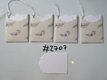 Set of 4 No.2707 Cream with Feather Outlines Unique Handmade Gift Tags