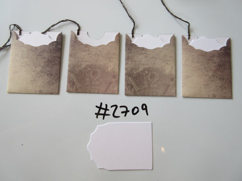 Set of 4 No.2709 Vintage Grey Shades Unique Handmade Gift Tags