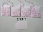 Set of 4 No.2712 White with Pink Flowers Unique Handmade Gift Tags