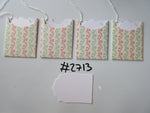 Set of 4 No.2713 Pale Yellow with Pink & Blue Wavy Swirl Unique Handmade Gift Tags