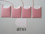 Set of 4 No.2723 Pink with White Flowers Unique Handmade Gift Tags