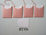 Set of 4 No.2724 Pink with White Swirly Lines Unique Handmade Gift Tags