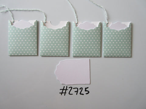 Set of 4 No.2725 Mint Green with White Dots Unique Handmade Gift Tags