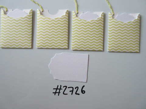 Set of 4 No.2726 Yellow and White Horizontal Zig Zag Unique Handmade Gift Tags