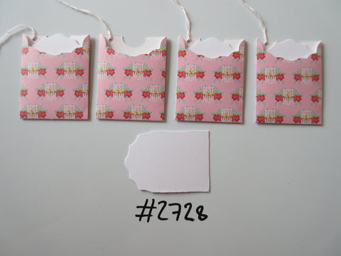 Set of 4 No.2728 Pink with 'Best Mum' and Flowers Unique Handmade Gift Tags