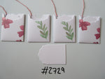 Set of 4 No.2729 White with Pink Flowers and Leaves Unique Handmade Gift Tags