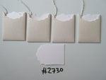 Set of 4 No.2730 Beige and White Diamond Shape Pattern Unique Handmade Gift Tags