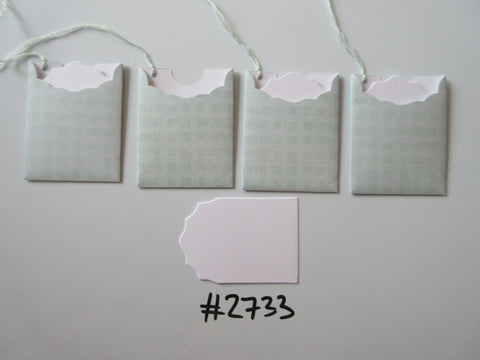 Set of 4 No.2733 Mint Green Squares Unique Handmade Gift Tags