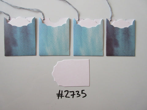 Set of 4 No.2735 Shades of Blue Watercolour Unique Handmade Gift Tags