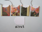 Set of 4 No.2743  Mixed flower Pack of Unique Handmade Gift Tags