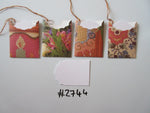 Set of 4 No.2744  Mixed flower Pack of Unique Handmade Gift Tags