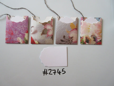 Set of 4 No.2745  Mixed flower Pack of Unique Handmade Gift Tags