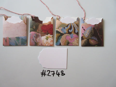 Set of 4 No.2748  Mixed flower Pack of Unique Handmade Gift Tags