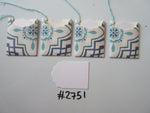 Set of 4 No.2751 White, Blue & Teal Flower Shape Unique Handmade Gift Tags