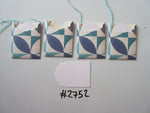 Set of 4 No.2752 White, Blue & Teal Ovals and Squares Unique Handmade Gift Tags