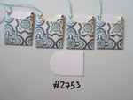 Set of 4 No.2753 White, Blue & Teal Flower Shapes Unique Handmade Gift Tags